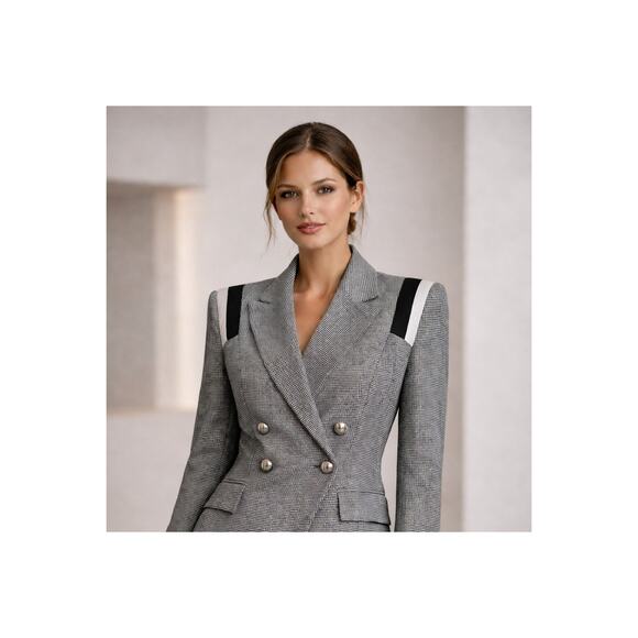 THE GREAT. Jackets & Blazers - Great Jones Houndstooth Double Breasted Blazer Jacket Small Shoulder Pads